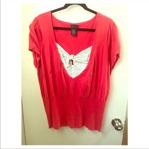 TORRID SIZE 3X PIN UP STYLE TOP W/ A LAYERED LOOK